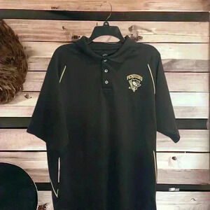 Pittsburgh Penguins NHL Men's Size Large Black Polo With Embroidered Logo #Pens